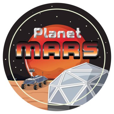 Mars Gezegeni kelime logosu tasarımı çizimi