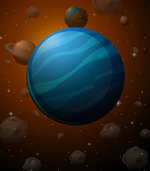 Neptunus Planeet Ruimte Achtergrond Illustratie — Stockvector