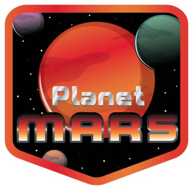 Mars Gezegeni kelime logosu tasarımı çizimi