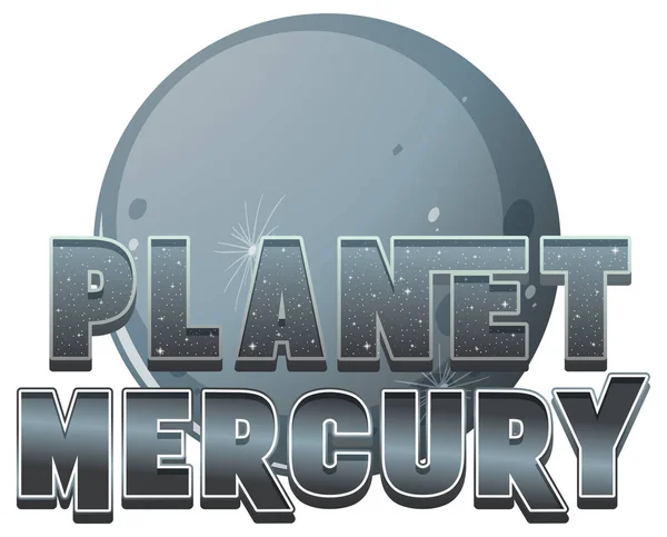 Planet Merkurius Ord Logotyp Design Med Rymdskepp Illustration — Stock vektor