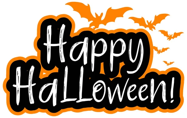 Happy Halloween Woord Logo Met Vleermuizen Illustratie — Stockvector