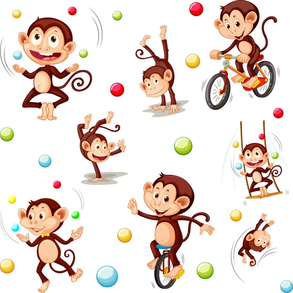 Monkey Sömlös Mönster Bakgrund Illustration — Stock vektor