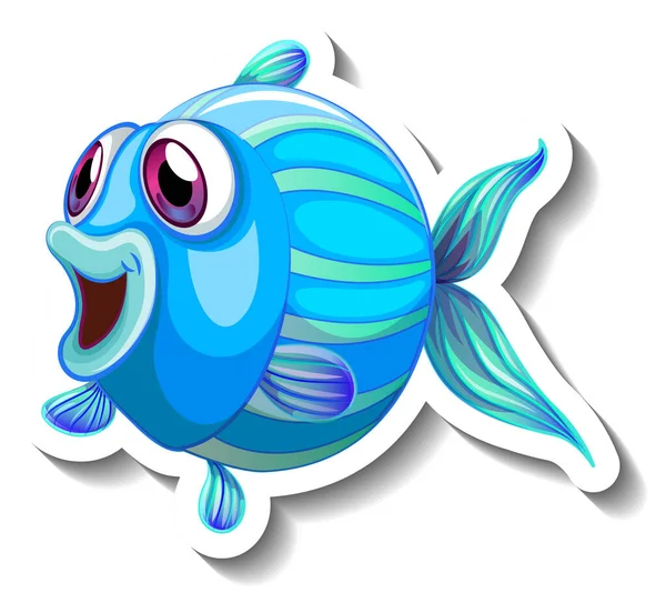 附有幼鱼图解的海洋动物卡通贴纸 — 图库矢量图片