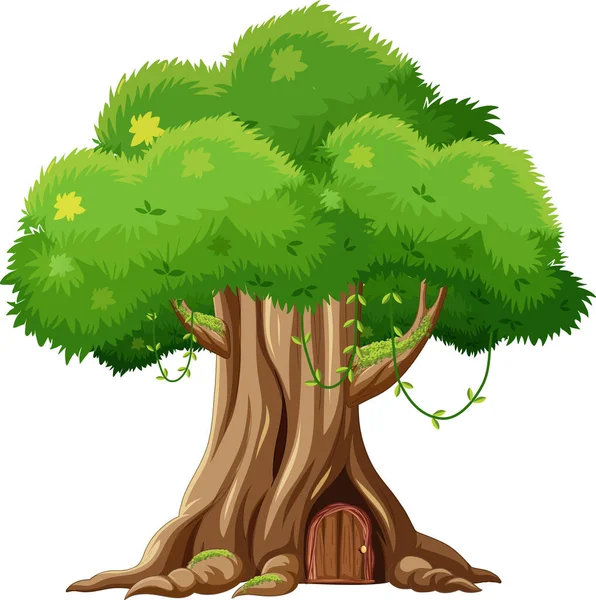 Fantasy Tree House Tree Trunk Illustration — Stock Vector