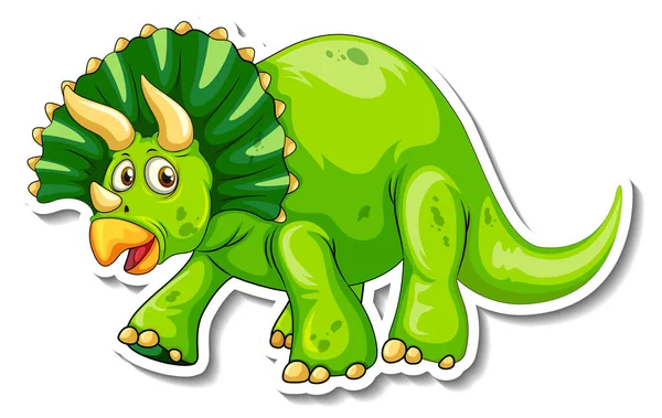 Triceratops Dinossauro Desenho Animado Personagem Adesivo Ilustração — Vetor de Stock