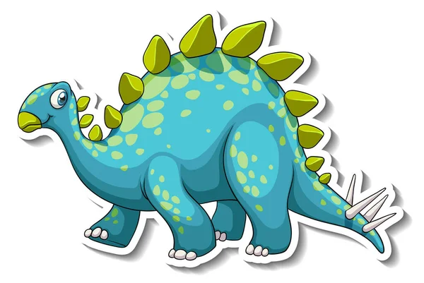 Stegosaurus Dinosaurus Cartoon Karakter Sticker Illustratie — Stockvector