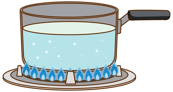 Waterpot Met Handvat Kookt Illustratie Van Gaskachel — Stockvector