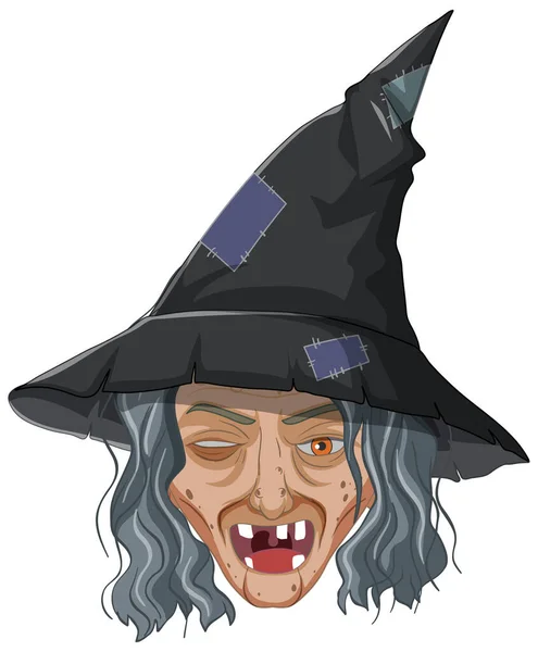 Wicked Old Witch Face White Background Illustration — Stock Vector