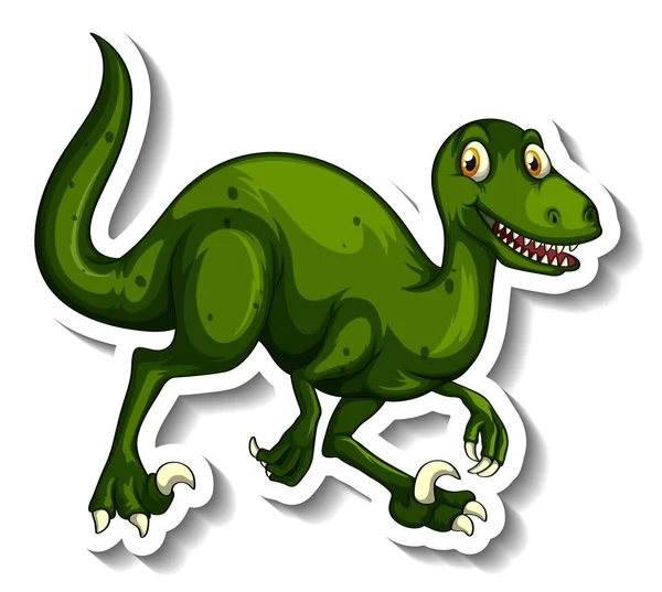 Ilustrasi Stiker Karakter Kartun Dinosaurus Velociraptor - Stok Vektor