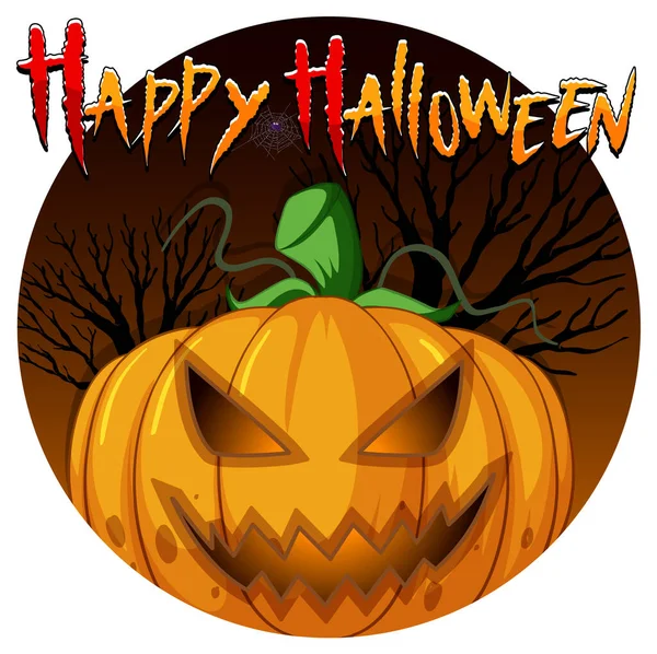Glad Halloween Med Jack Lantern Pumpa Illustration — Stock vektor