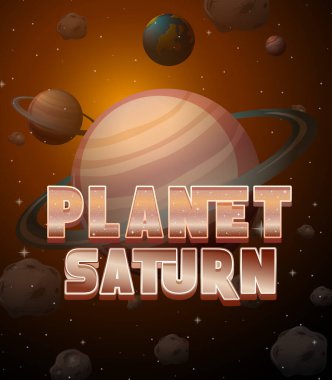 Satürn gezegeni logo poster illüstrasyonu