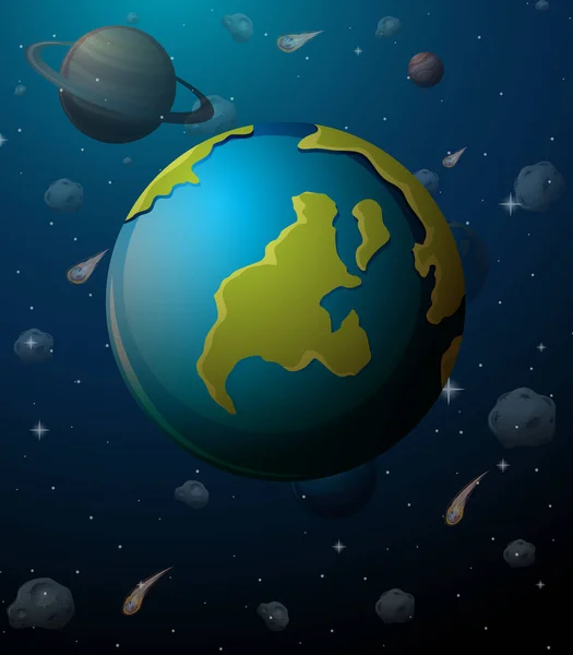 Erath Planet Ruimte Achtergrond Illustratie — Stockvector