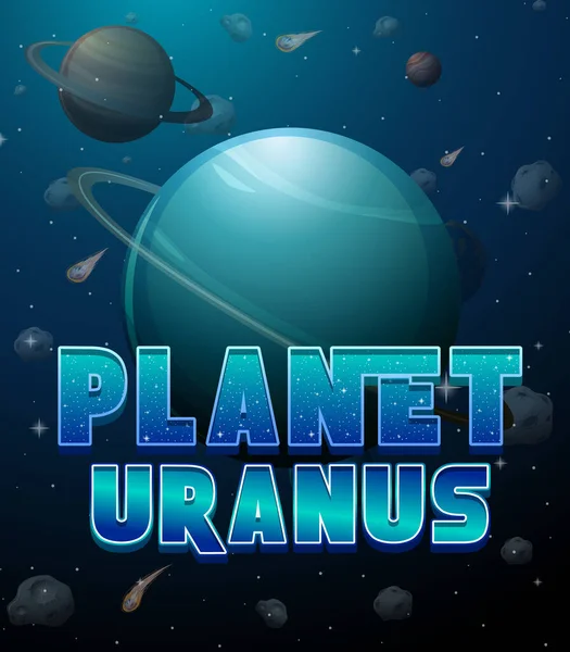 Planet Uranus Ord Logotyp Affisch Illustration — Stock vektor
