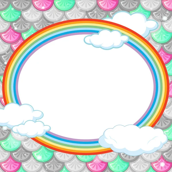 Ovaal Frame Template Regenboog Vis Schalen Achtergrond Illustratie — Stockvector