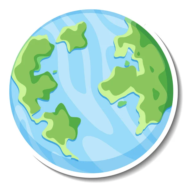 Aarde Globe Cartoon Sticker Witte Achtergrond Illustratie — Stockvector