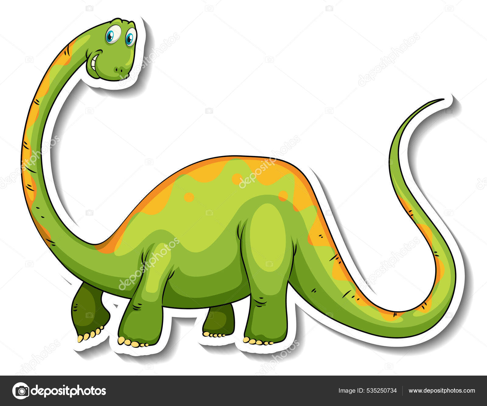 Brachiosaurus Dinosaur Cartoon Character Sticker Illustration Stock Vector  Image by ©interactimages #535250734