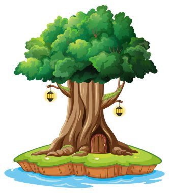 Ağaç gövdesinin içindeki fantezi ağaç evi