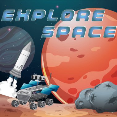 Kuyruklu yıldız arkaplanındaki uzay logosunu keşfet