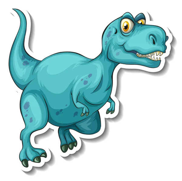 Ilustrasi Stiker Karakter Kartun Dinosaurus Tyrannosaurus - Stok Vektor