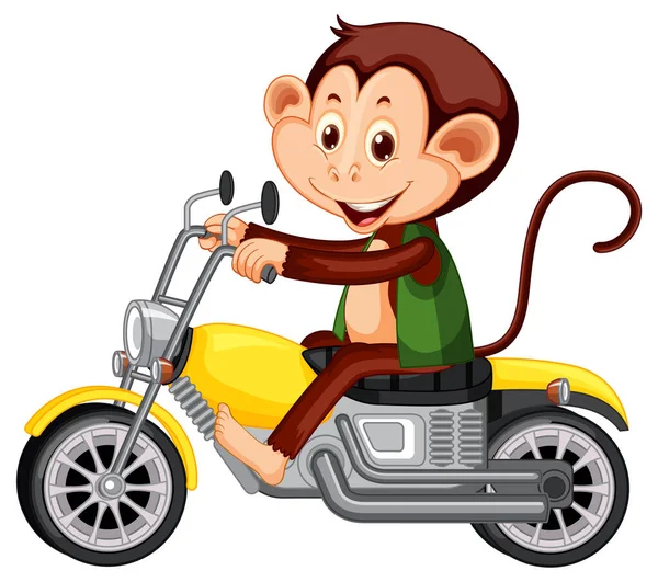 Pequeño Mono Caballo Motocicleta Sobre Fondo Blanco Ilustración — Archivo Imágenes Vectoriales