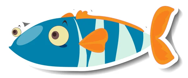 Roztomilé Ryby Moře Zvíře Kreslené Nálepky Ilustrace — Stockový vektor
