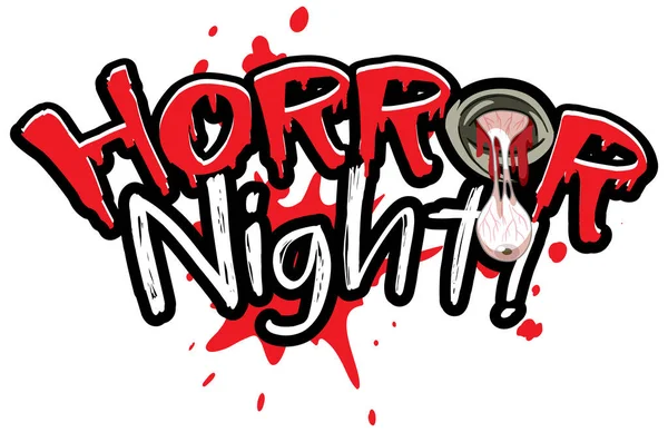 Creepy Eye Horror Night Word Logo Halloween Illustration — Wektor stockowy