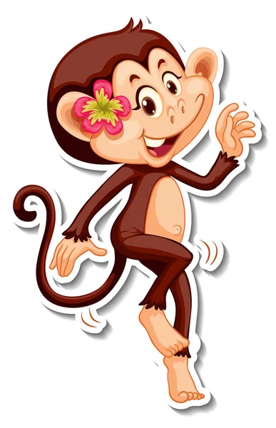 Monkey Dancing Cartoon Character Sticker Illustration — Image vectorielle