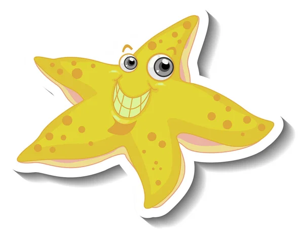 Sea Animal Cartoon Sticker Cute Starfish Illustration — Stock Vector