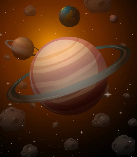 Saturnus Planet Rymden Bakgrund Illustration — Stock vektor