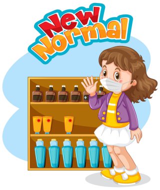Maske takan bir kızla Yeni Normal