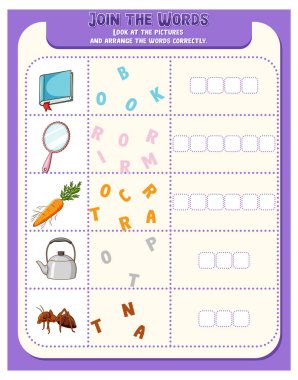 Kelime oyunu çalışma tablosu çizimi çizimi