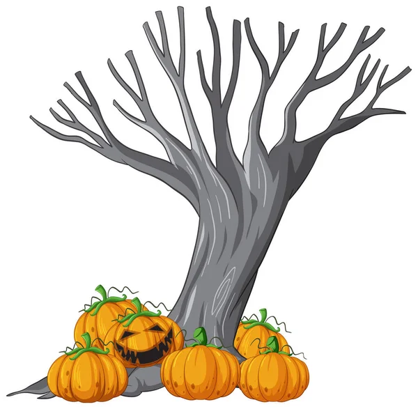 Jack Lantern Pumpkin Dead Tree Illustration — 图库矢量图片