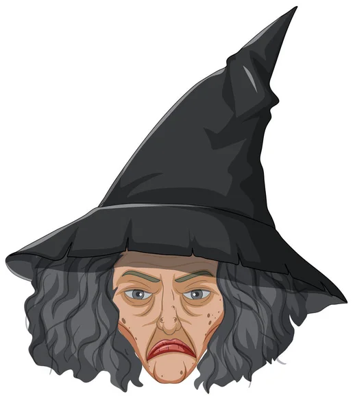 Wicked Old Witch Face White Background Illustration — Stock Vector