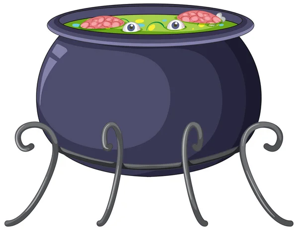 Brain Eyes Witch Potion Pot Illustration — Vetor de Stock