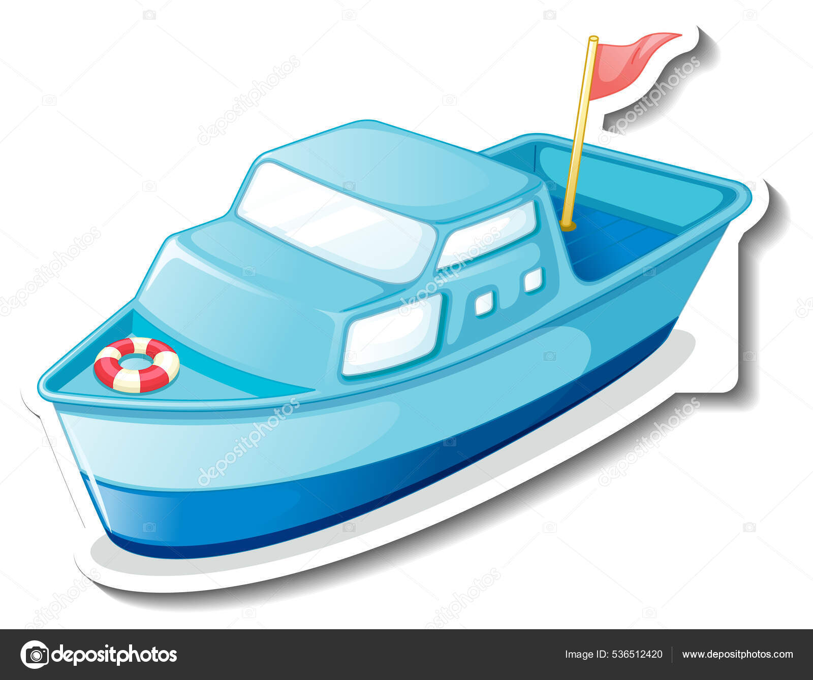 Boat Toy Cartoon Sticker White Background Illustration Stock