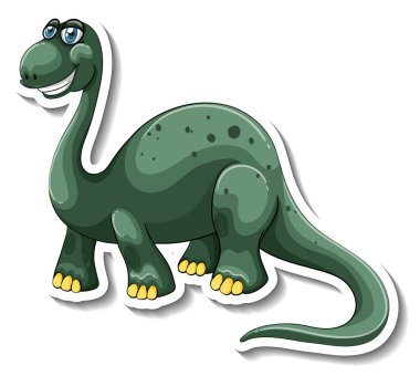 Brachiosaurus dinozor çizgi film karakteri çıkartması çizimi