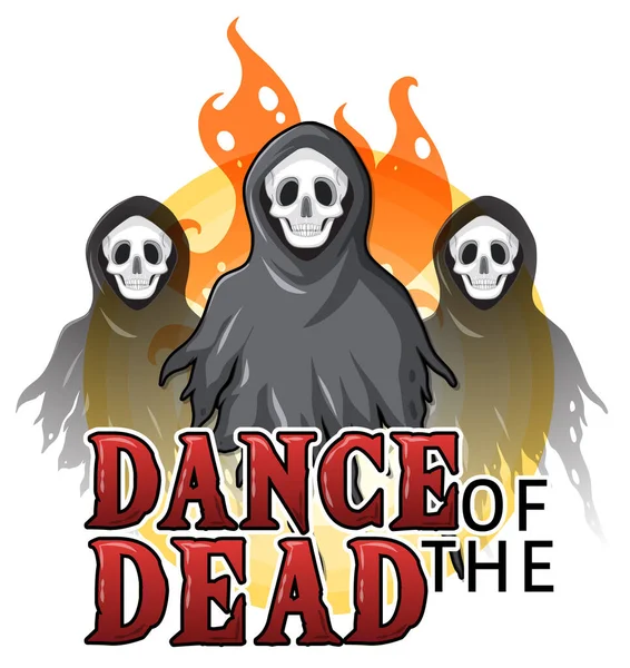 Scary Ghost Word Dance Dead Halloween Illustration — Image vectorielle