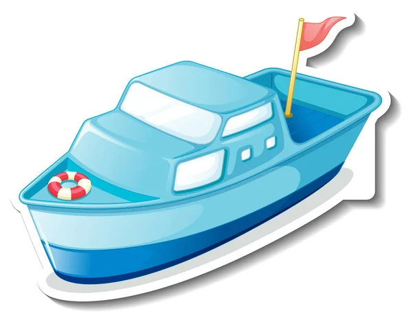 Barco Juguete Etiqueta Engomada Dibujos Animados Sobre Fondo Blanco Ilustración — Vector de stock