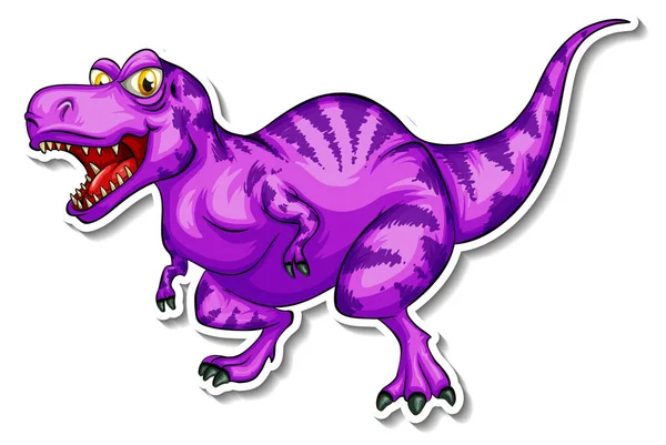 Ilustrasi Stiker Karakter Kartun Dinosaurus Tyrannosaurus - Stok Vektor