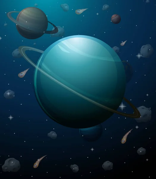 Uranus Planet Rymden Bakgrund Illustration — Stock vektor
