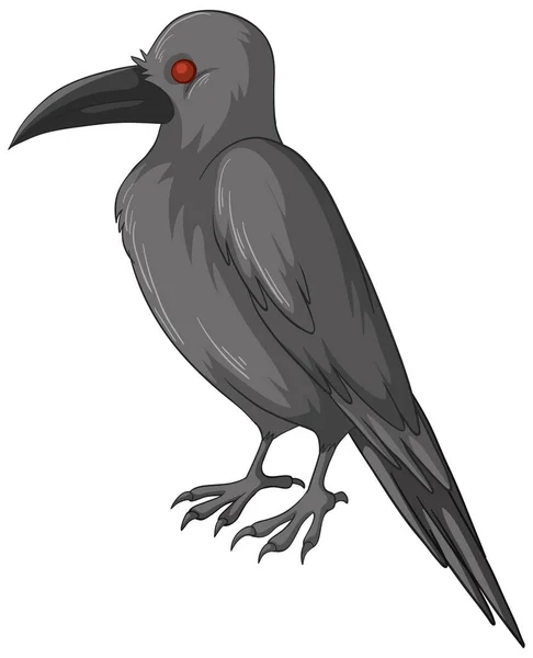 Black Crow Isolated White Background Illustration — Vettoriale Stock