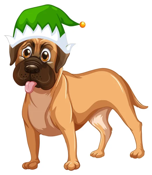 Boxerhund Mit Weihnachtsmütze — Stockvektor