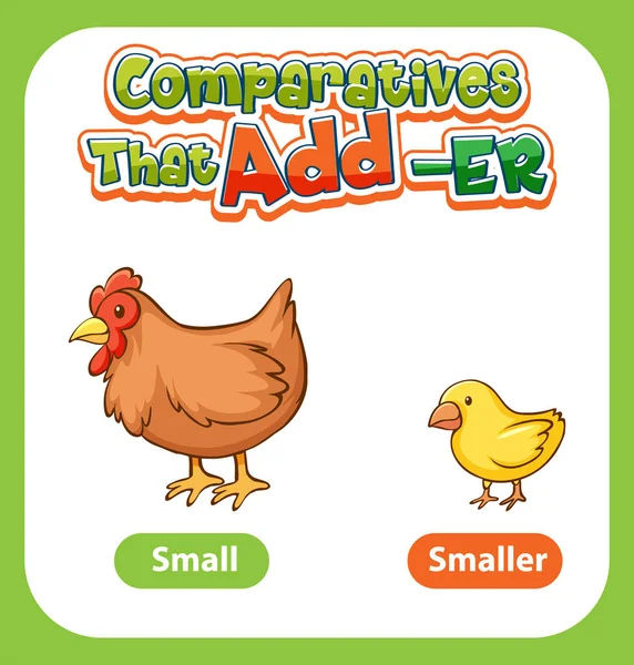 Comparative Adjectives Word Chicken Illustration — Vettoriale Stock