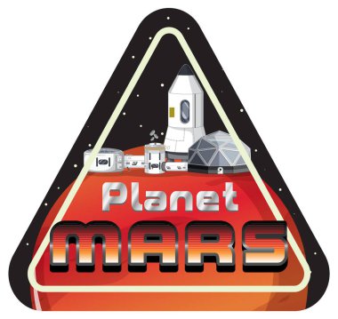 Mars Gezegeni logo illüstrasyonu rozeti