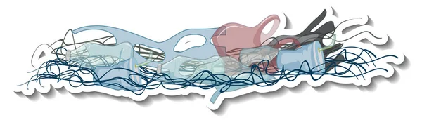 白地図上のプラスチック廃棄物山 — ストックベクタ