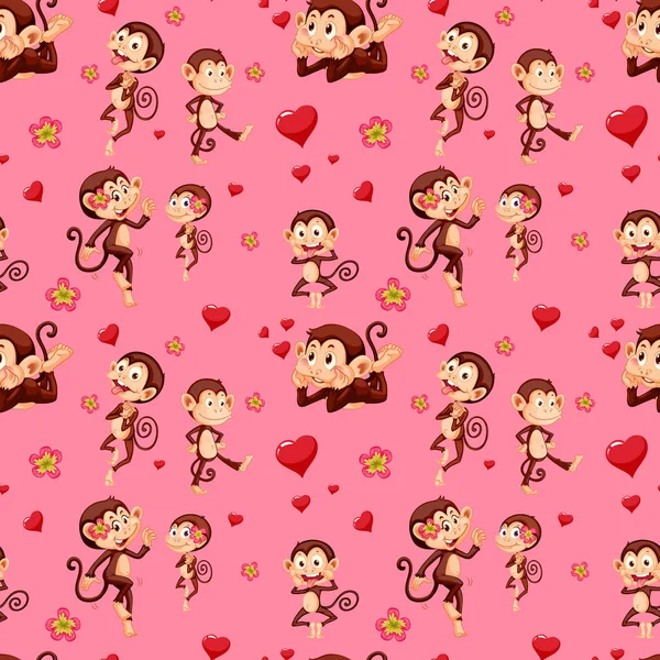 Monkey Seamless Pattern Background Illustration — Stock Vector