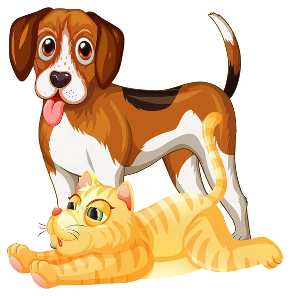 Beagle Cat Cartoon White Background Illustration — Stockový vektor