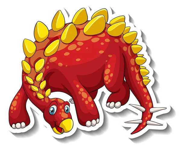 Stegosaurus Dinossauro Desenho Animado Personagem Adesivo Ilustração —  Vetores de Stock