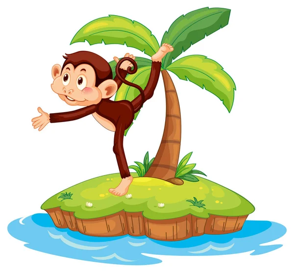 Γιόγκα Μαϊμού Χαρακτήρα Κινουμένων Σχεδίων Απομονωμένο Νησί Εικονογράφηση — Διανυσματικό Αρχείο