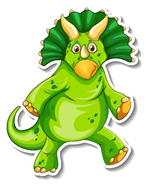 Triceratops dinozor çizgi film karakteri çıkartması çizimi